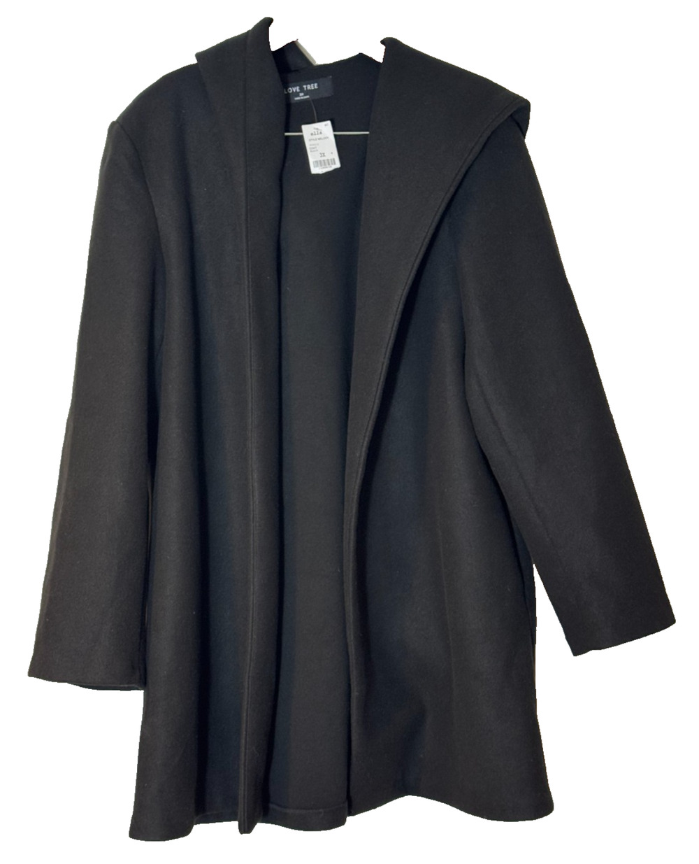 Love Tree Black Fleece Hooded Wrap Coat Women's Plus 3X - BELT MISSING